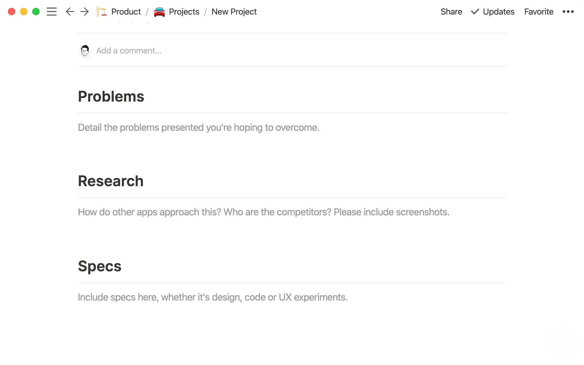 '댓글 요청' 템플릿으로 팀원들에게 피드백을 받아보세요.