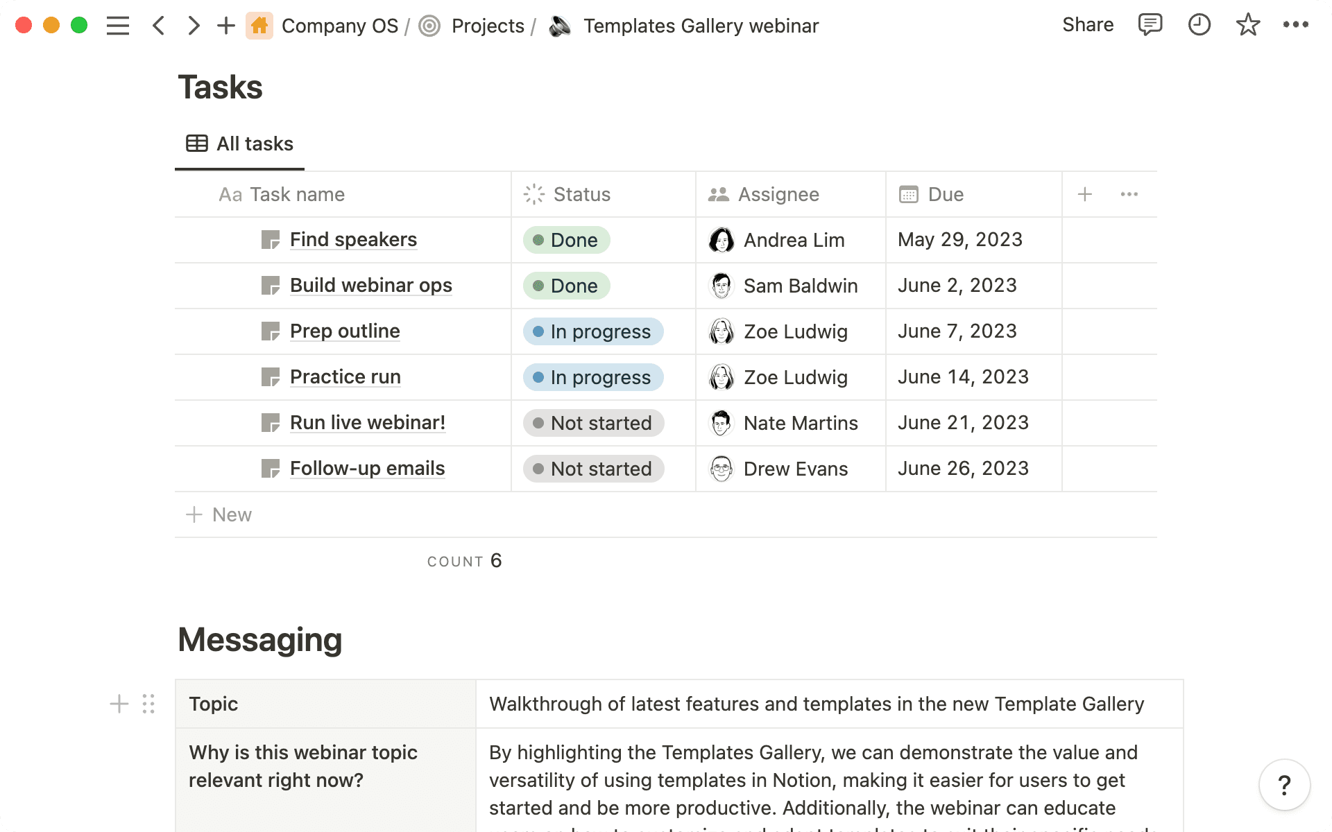 수요창출팀은 관련 작업, 메시지, 전략 등이 포함된 템플릿을 사용하여 캠페인을 계획합니다.