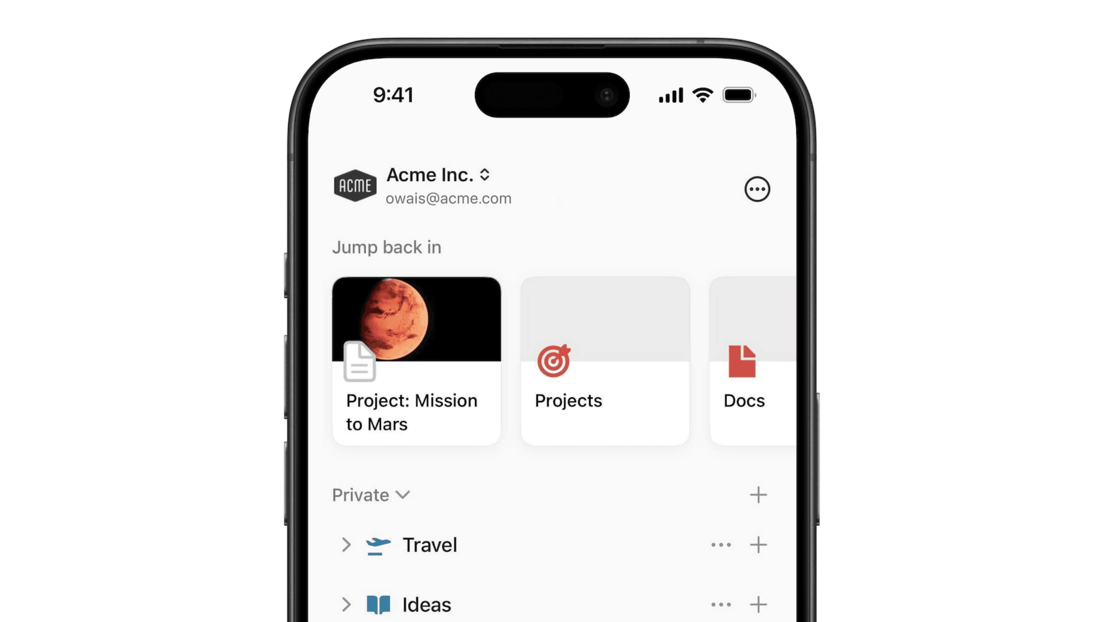 Workspaces on mobile - hero