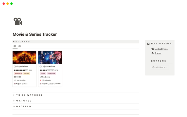 Notion Movie & Series Tracker