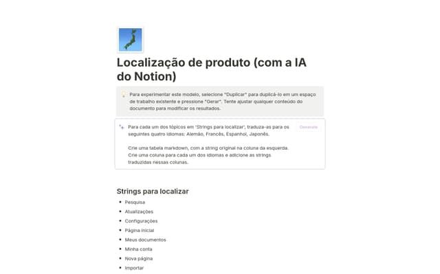 Localização de produto (com a IA do Notion)